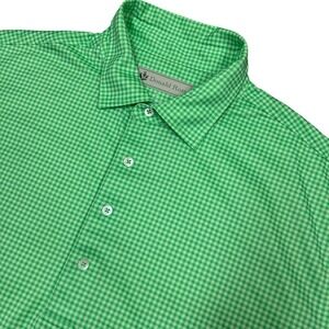Donald Ross Polo Shirt Mens XL Golf Sport Performance Stretch Green Plaid